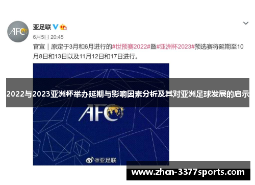 2022与2023亚洲杯举办延期与影响因素分析及其对亚洲足球发展的启示 2022与2023亚洲杯举办延期与影响因素分析及其对亚洲足球发展的启示
