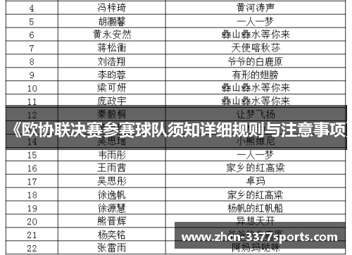 《欧协联决赛参赛球队须知详细规则与注意事项》 《欧协联决赛参赛球队须知详细规则与注意事项》