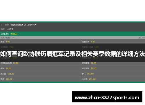 如何查询欧协联历届冠军记录及相关赛季数据的详细方法